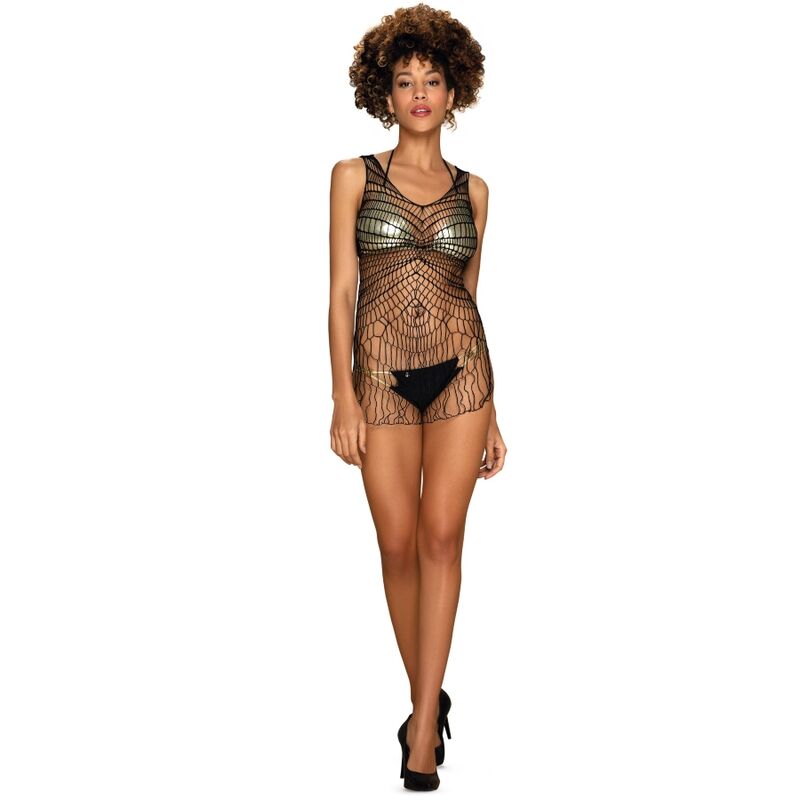Abito Sexy Trasparente Obsessive D607 con Lavorazione Nero Taglia Unica