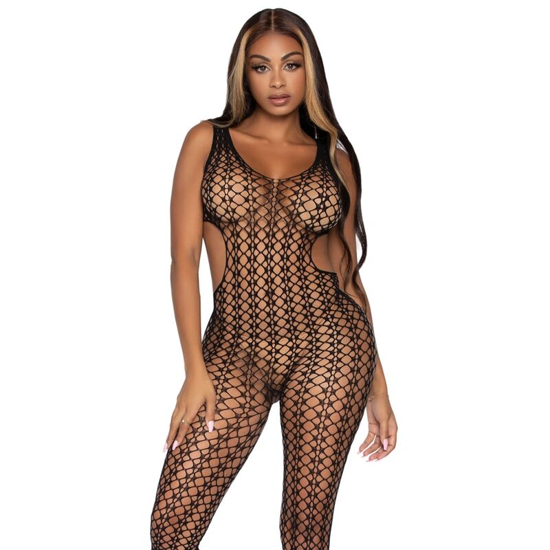 Tuta Sexy Leg Avenue Lattice Net Taglia Unica Nero