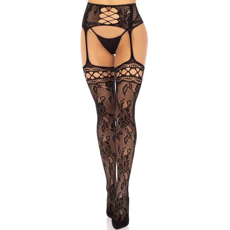Calze e Reggicalze Leg Avenue In Pizzo Floreale Nero