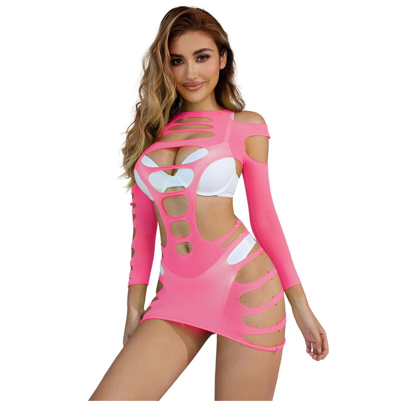 Vestito Sexy Subblime 952273 Elastico Manica Lunga Rosa TU
