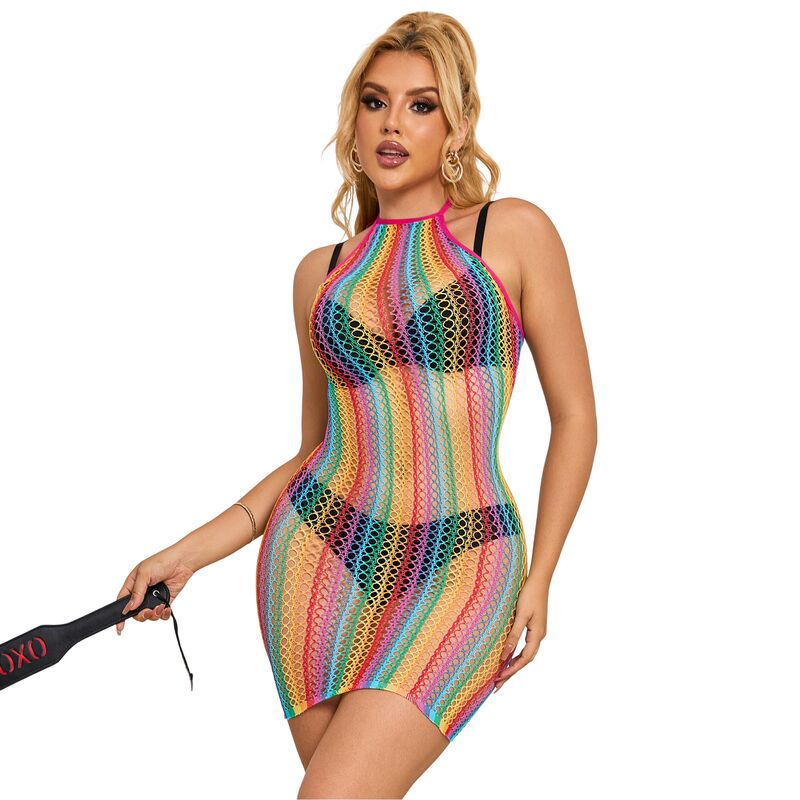 Vestito Sexy Subblime 952341 A Rete Arcobaleno Taglia Unica
