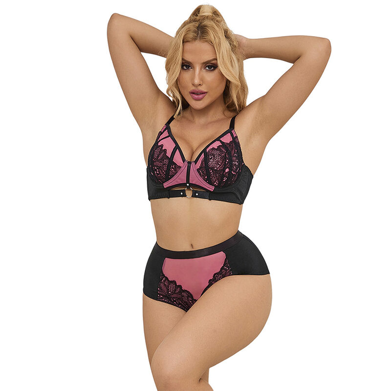 SUBBLIME – 955571 SET REGGISENO IN VERNICE ROSA CON CERNIERA E REGGISENO A RETINO S/M
