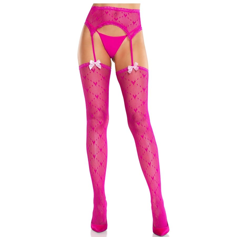 LEG AVENUE – CALZE A CUORE CON GIARRETTIERE MAGENTA